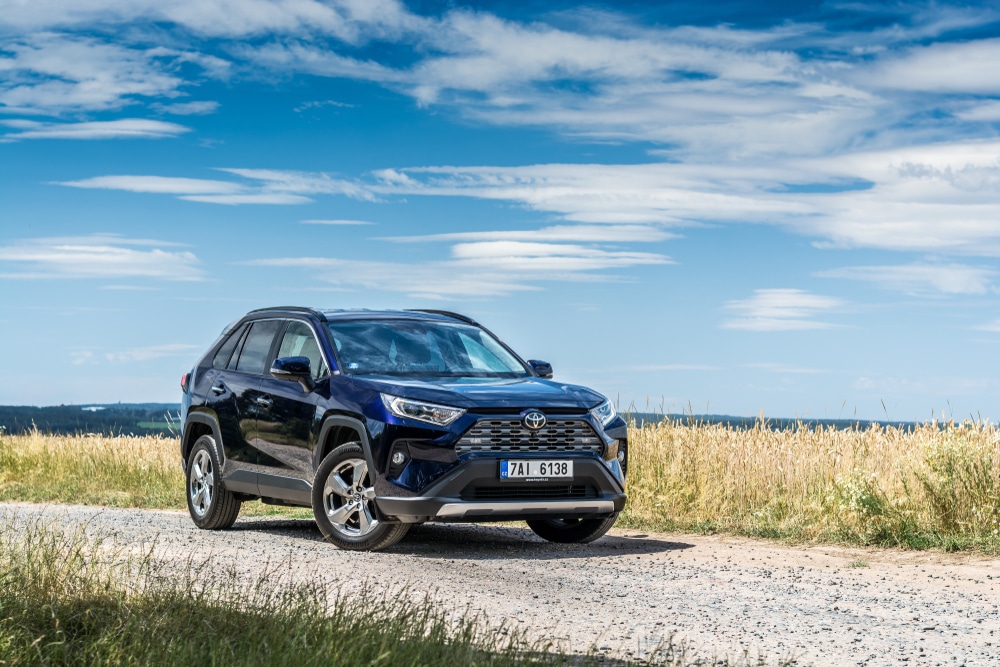 Toyota SUV hybrid in a field