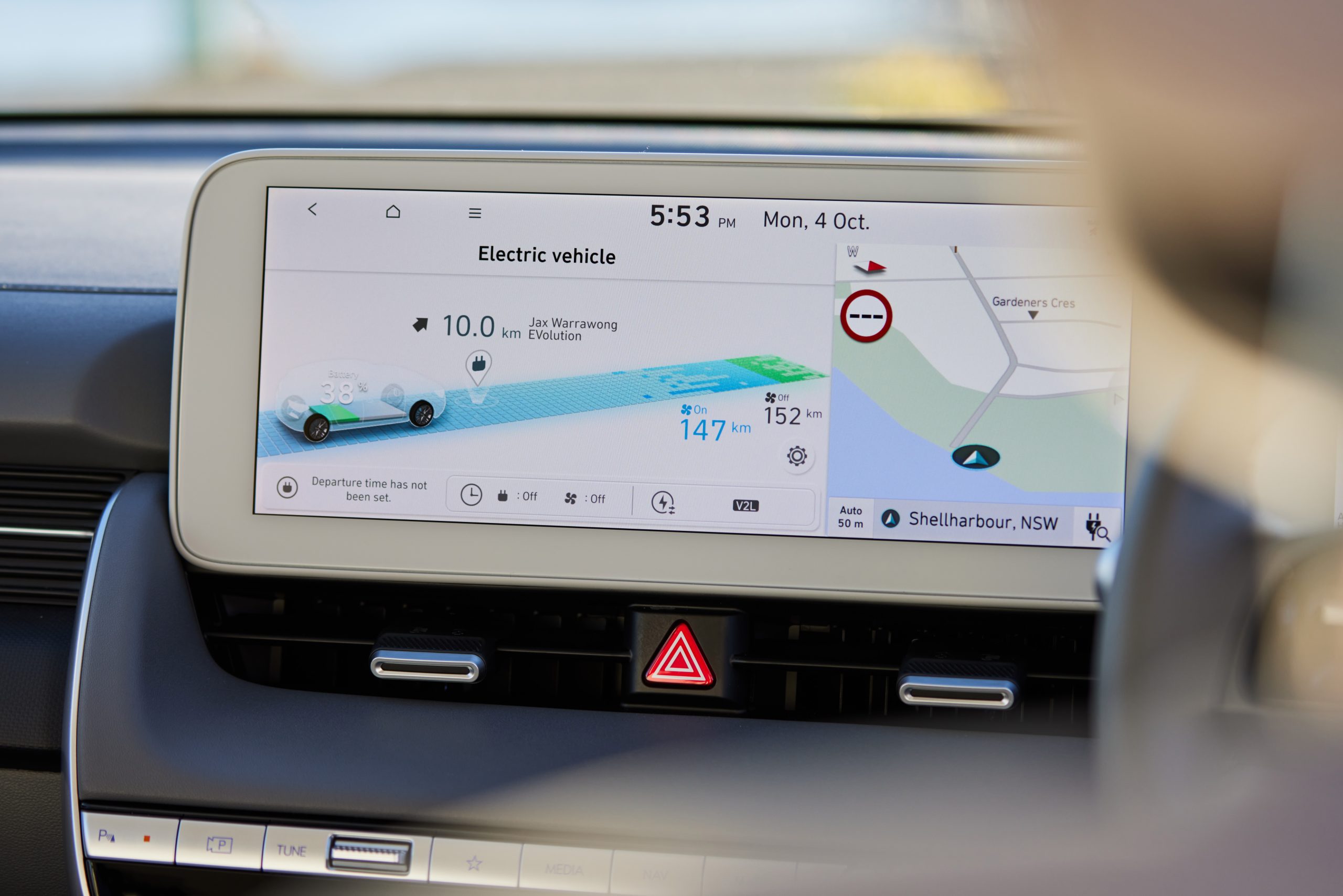 Hyundai IONIQ 5 close up of touch screen heads up display