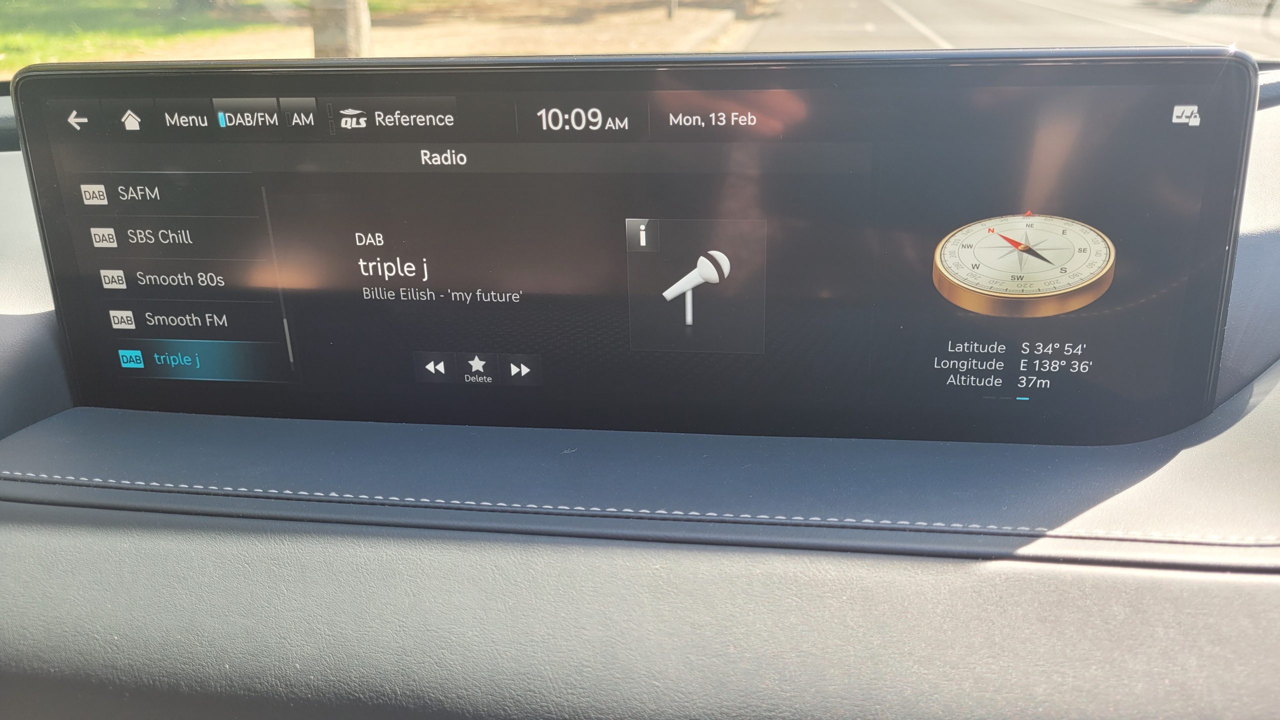 Close up view of Genesis electric G80 touch screen display screen