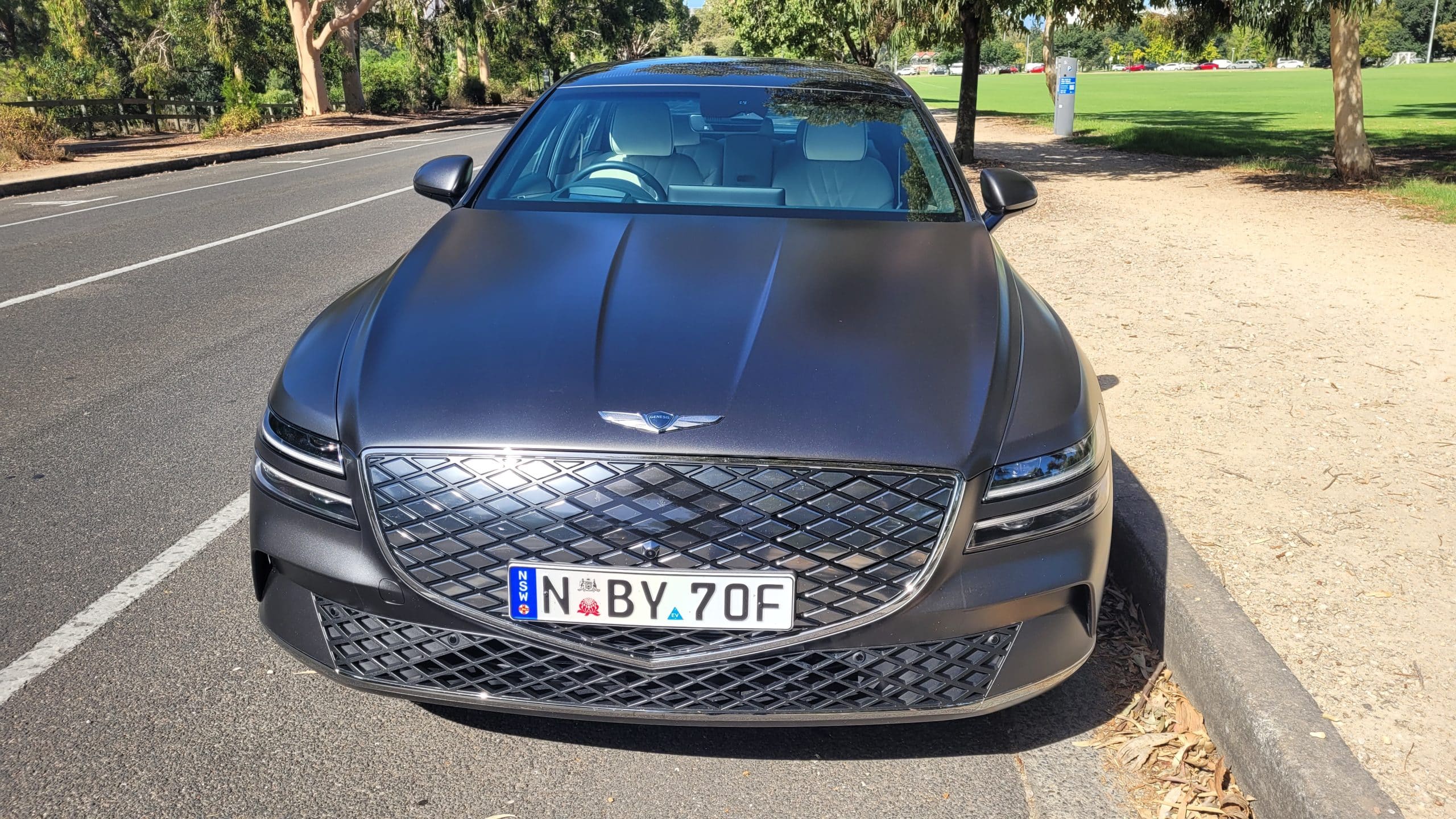 Makalu Matte Gray Genesis G80 electric front view