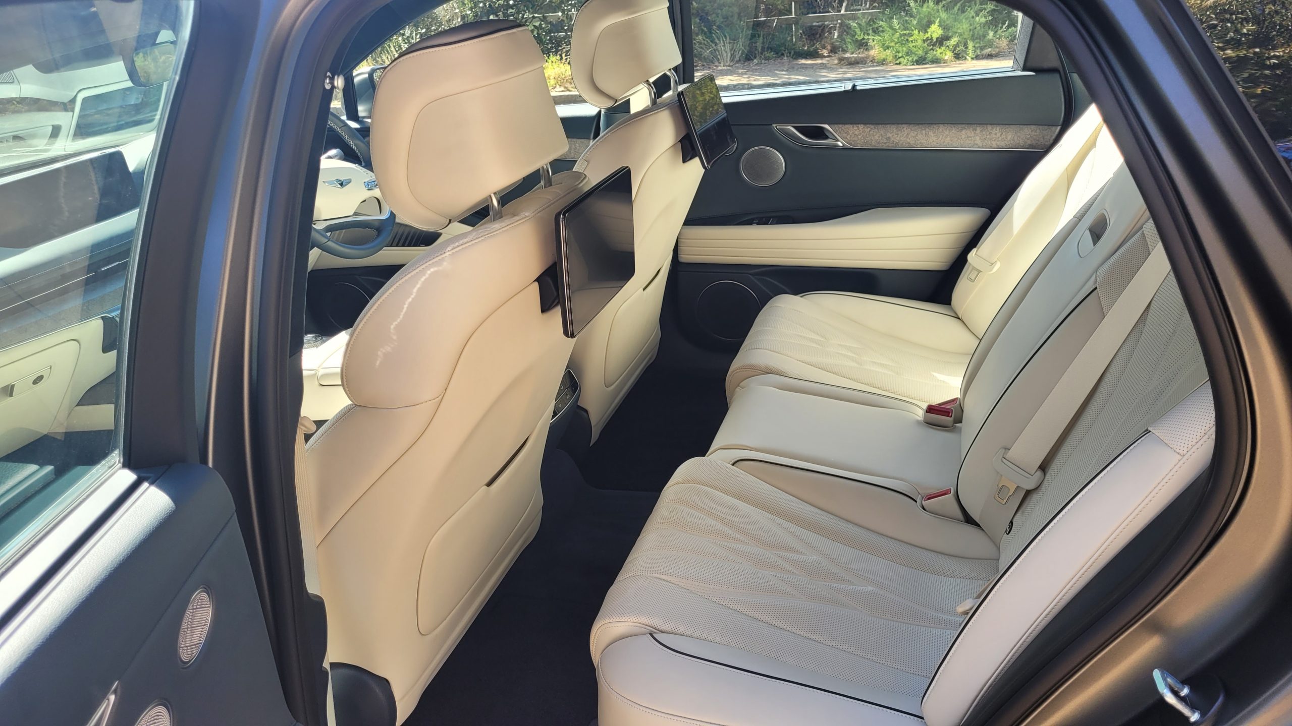 View of Genesis electric G80 rear seats