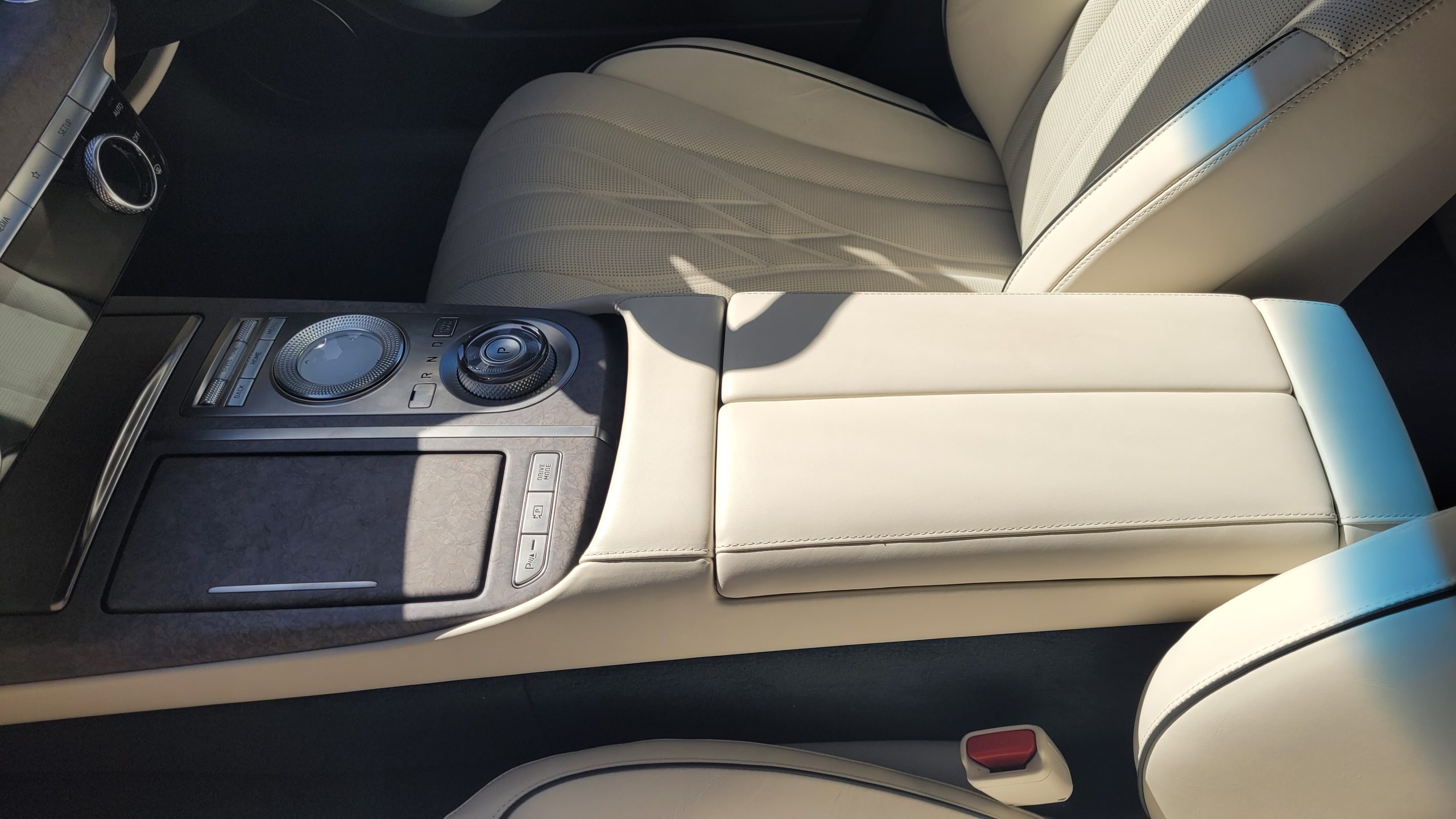 Close up view of Genesis electric G80 front centre console