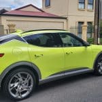 Sao Paulo Lime green Genesis GV60 right hand side view from back