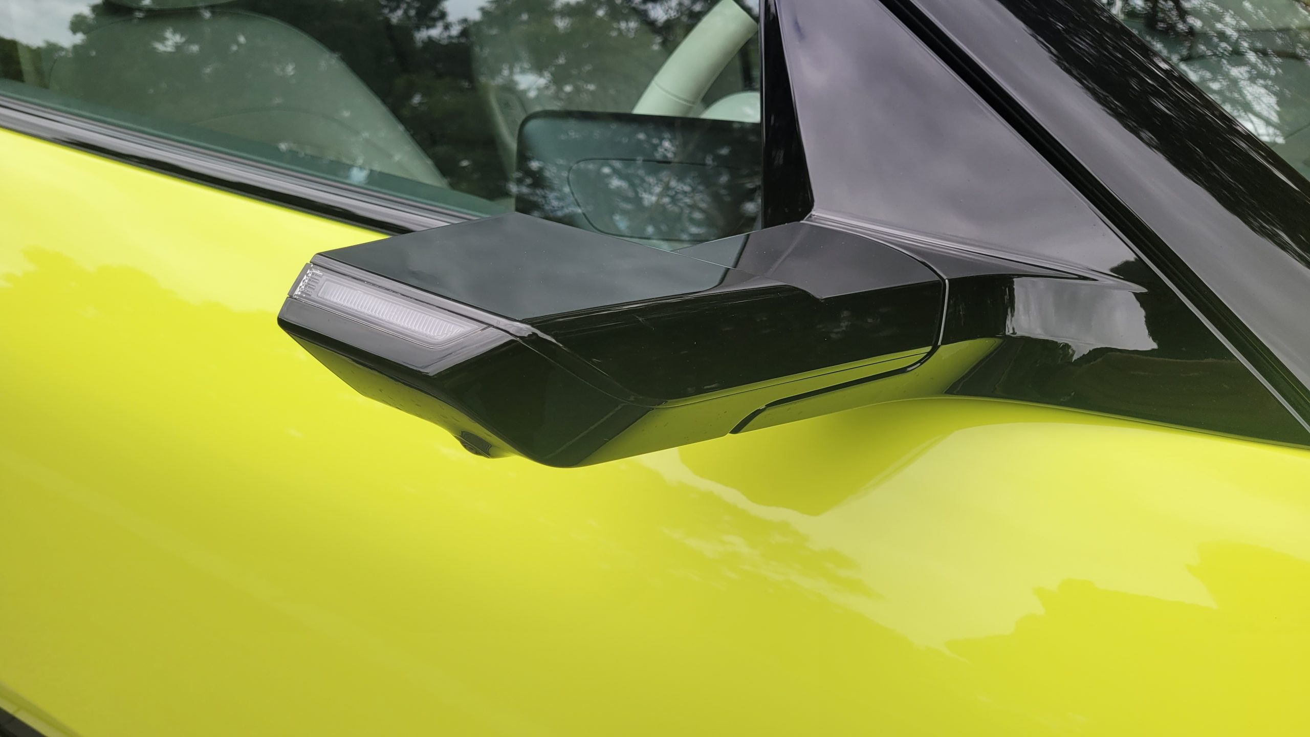 Sao Paulo Lime green Genesis GV60 has cameras to view the side rear view instead of mirrors