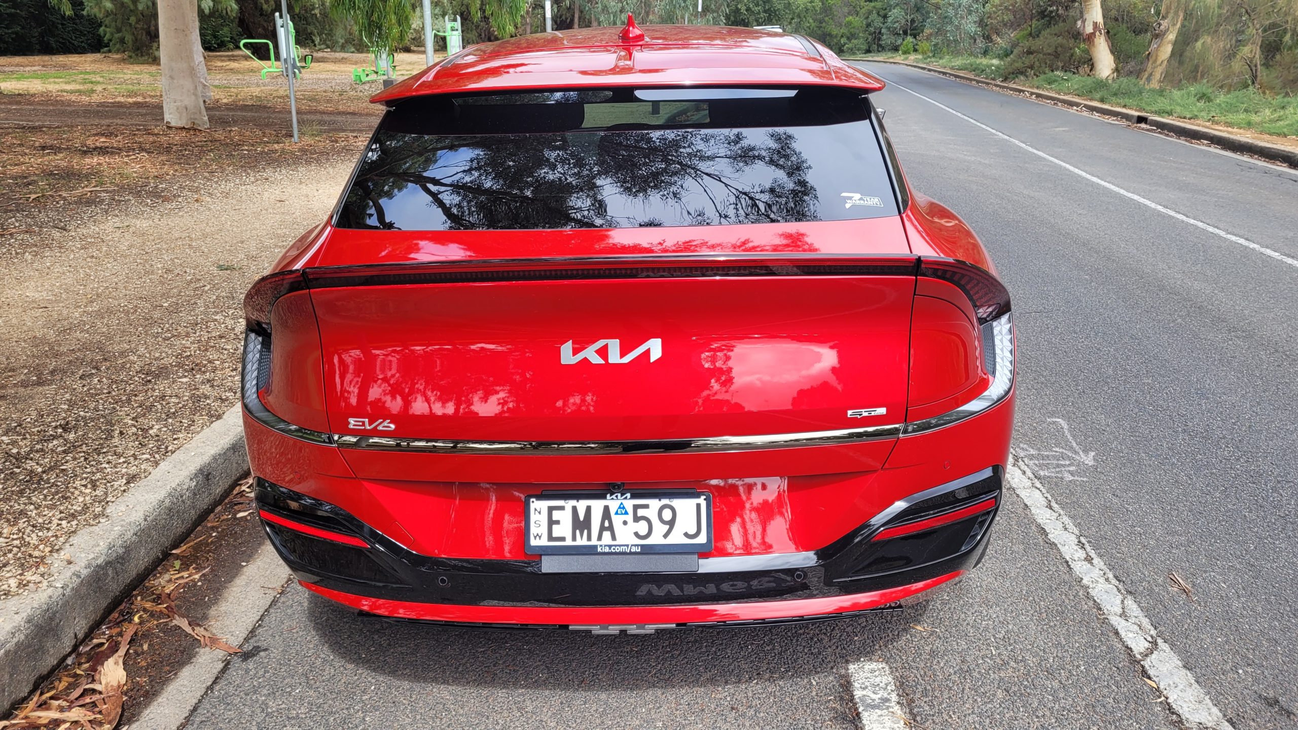 Red Kia EV6 GT-Line exterior rear view