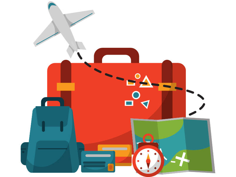 Graphic of luggage and belongings ready for travel