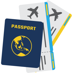 Passport and tickets for international travel - graphic