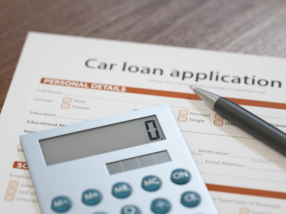 Car loan application form with calculator